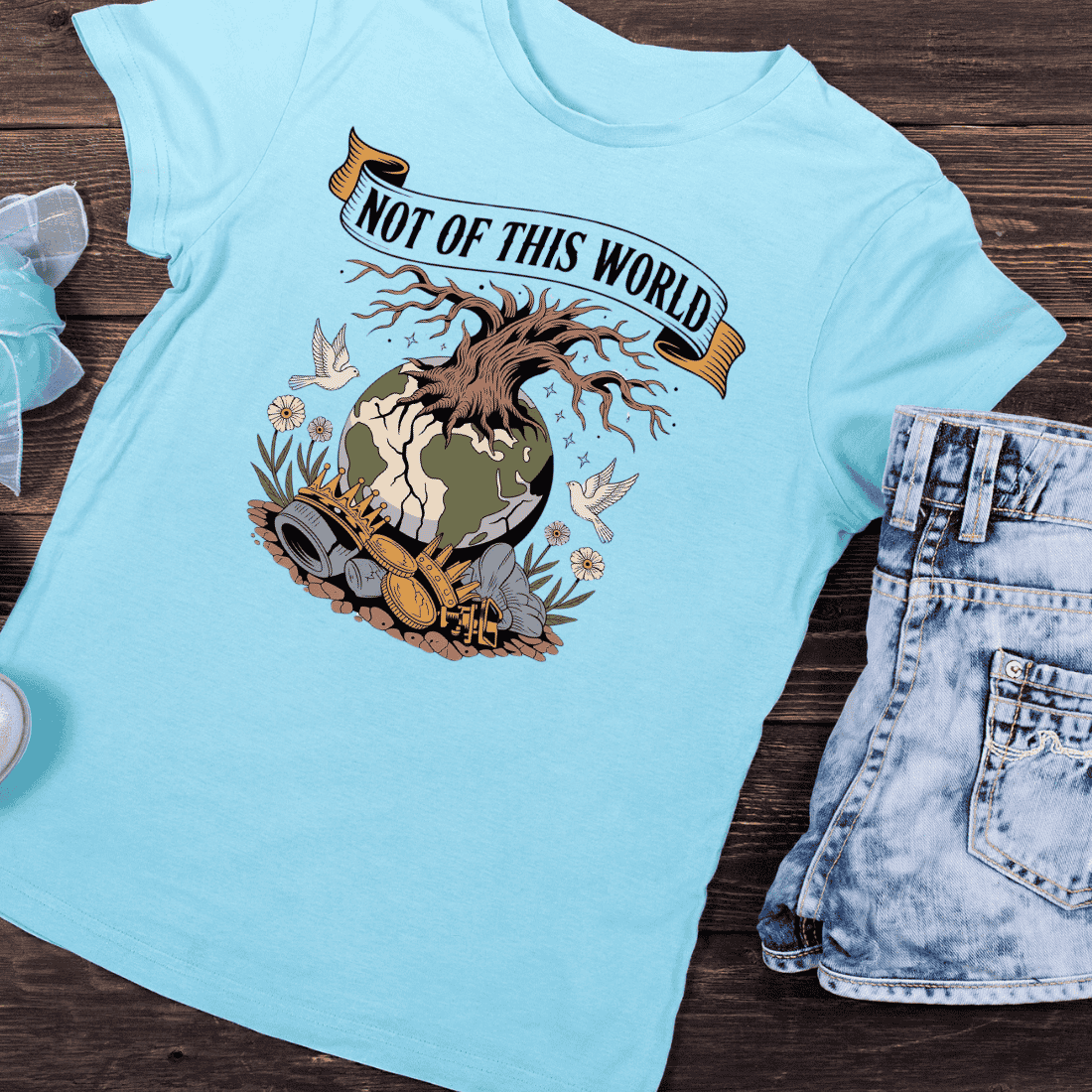 Spiritual Earth & Tree of Life T-Shirt Design preview image.