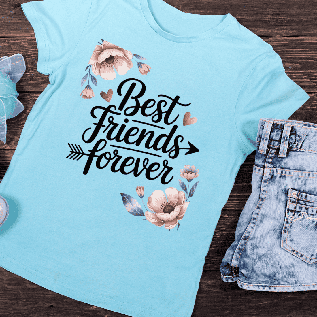 Hand-Lettered Best Friends T-Shirt Design preview image.