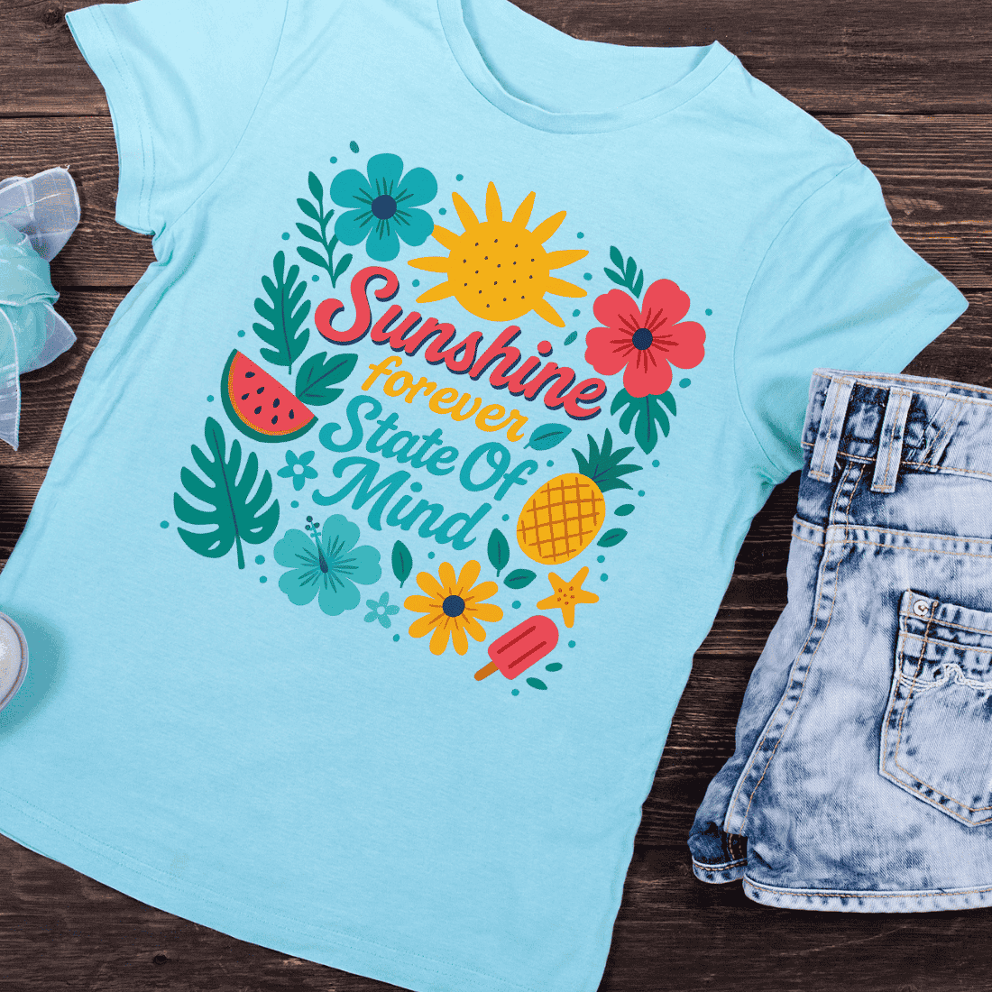 Sunshine Forever Tropical T-Shirt Design preview image.