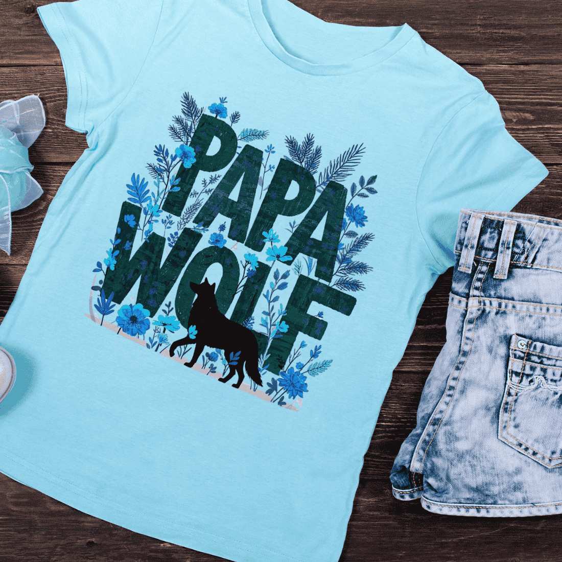 Strong Father Wolf T-Shirt Design preview image.