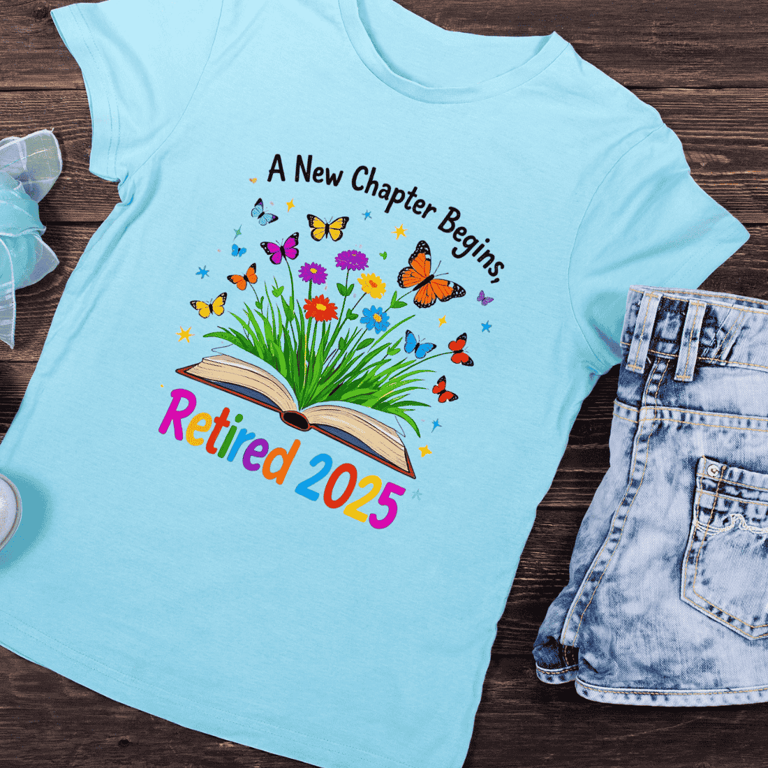 Retired 2025 New Chapter Begins T-Shirt Design preview image.