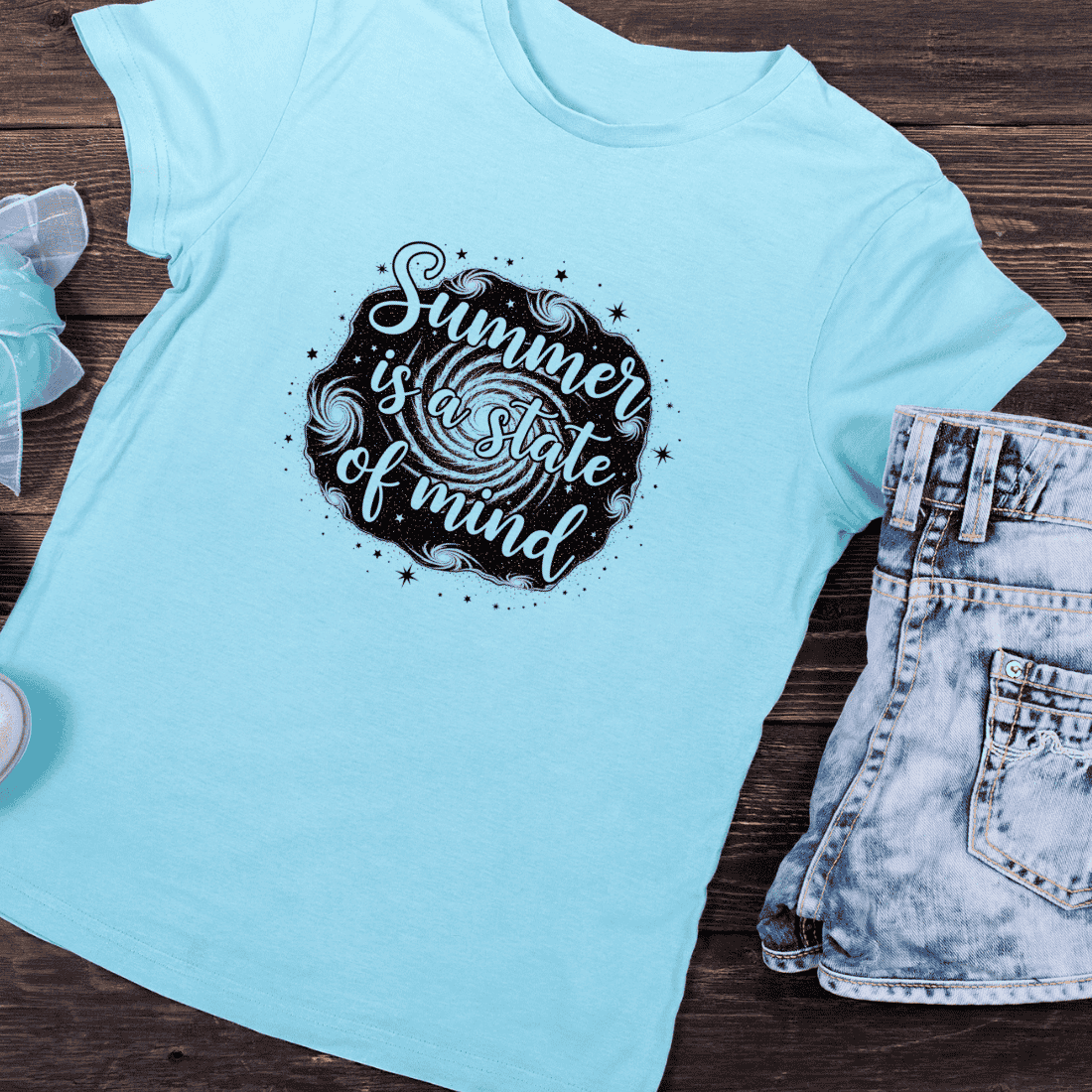 Motivational Typography Space Theme T-Shirt Design preview image.
