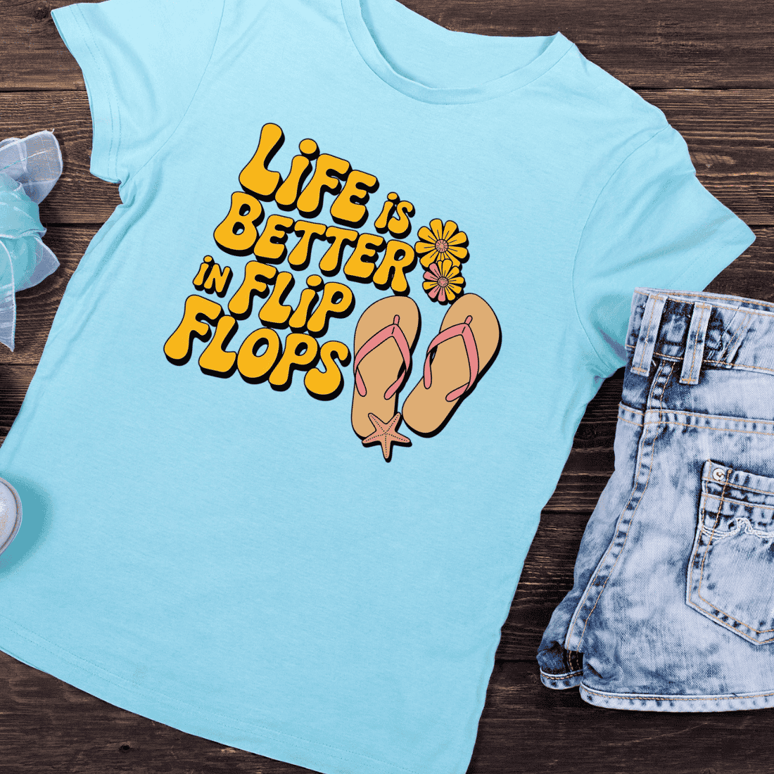 Happy Flip Flop T-Shirt Design preview image.