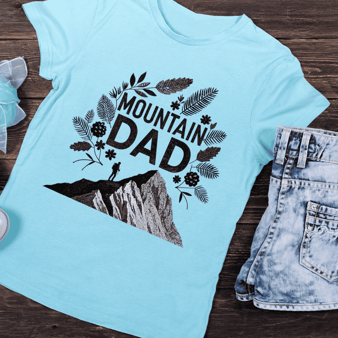 Mountain Dad Hiking T-Shirt Design preview image.