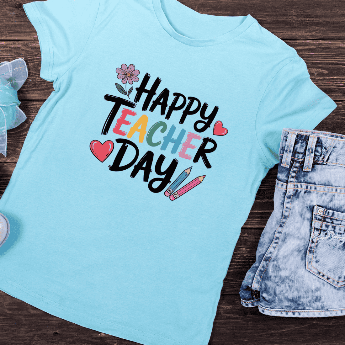 Teacher Appreciation Holiday T-Shirt Design preview image.