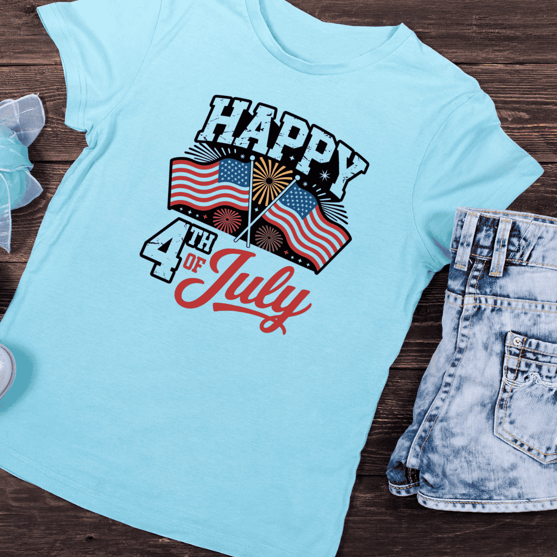 American Flags Independence Day T-Shirt Design preview image.