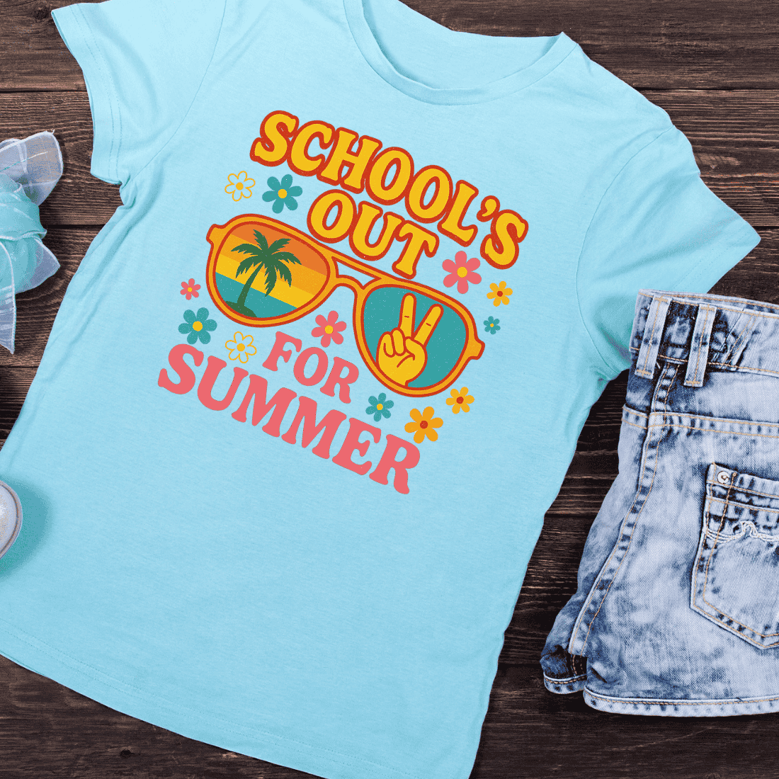Vintage Sunglasses Palm Tree T-Shirt Design preview image.