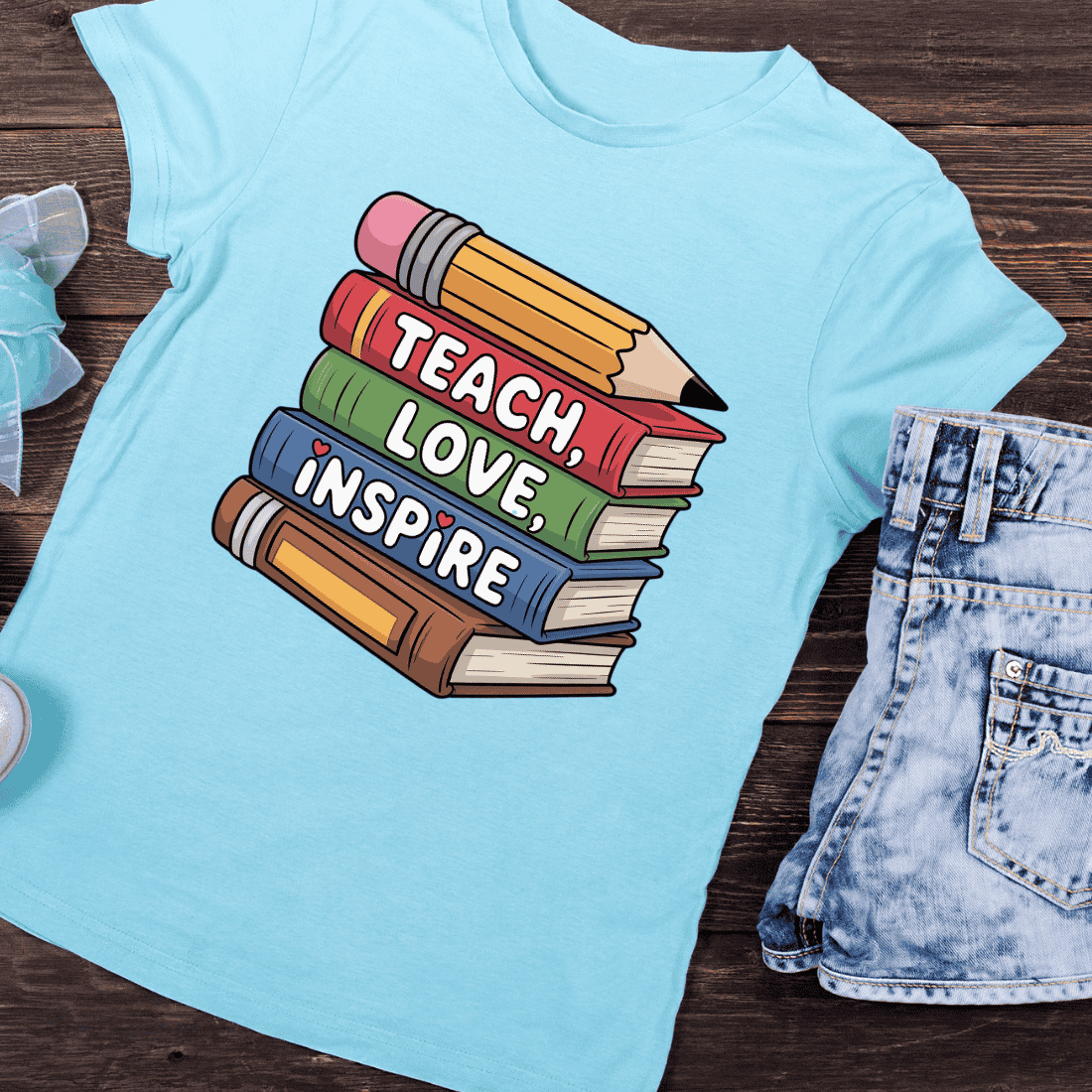 School Supplies Art with Inspirational T-Shirt Design preview image.