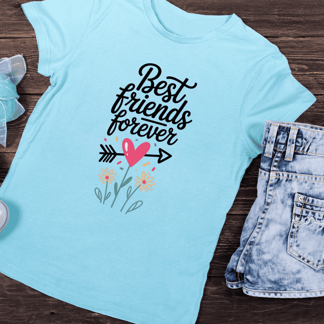 Friendship Quote Floral T-Shirt Design preview image.