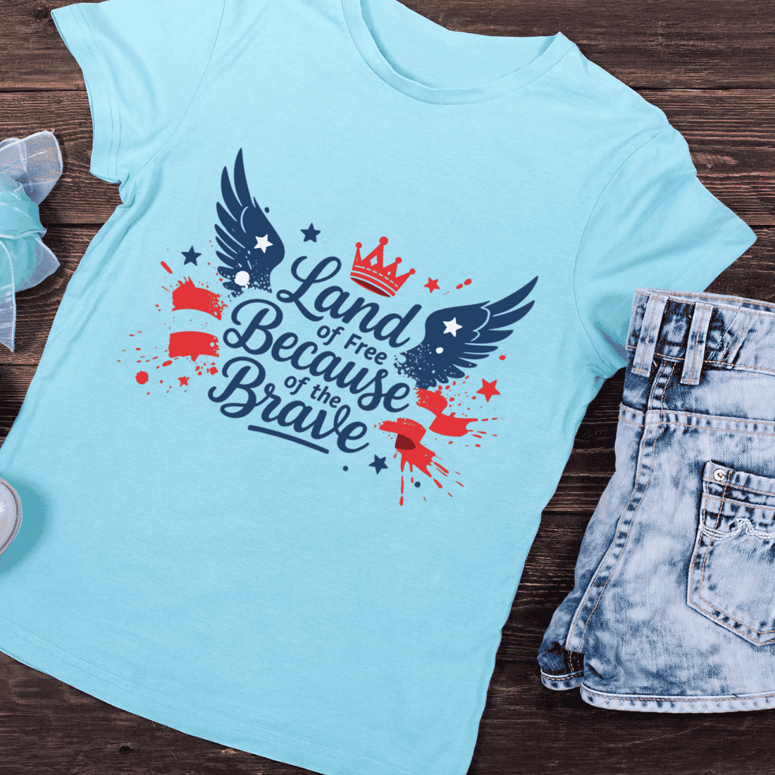 American Flag Colors Freedom Quote T-Shirt Design preview image.