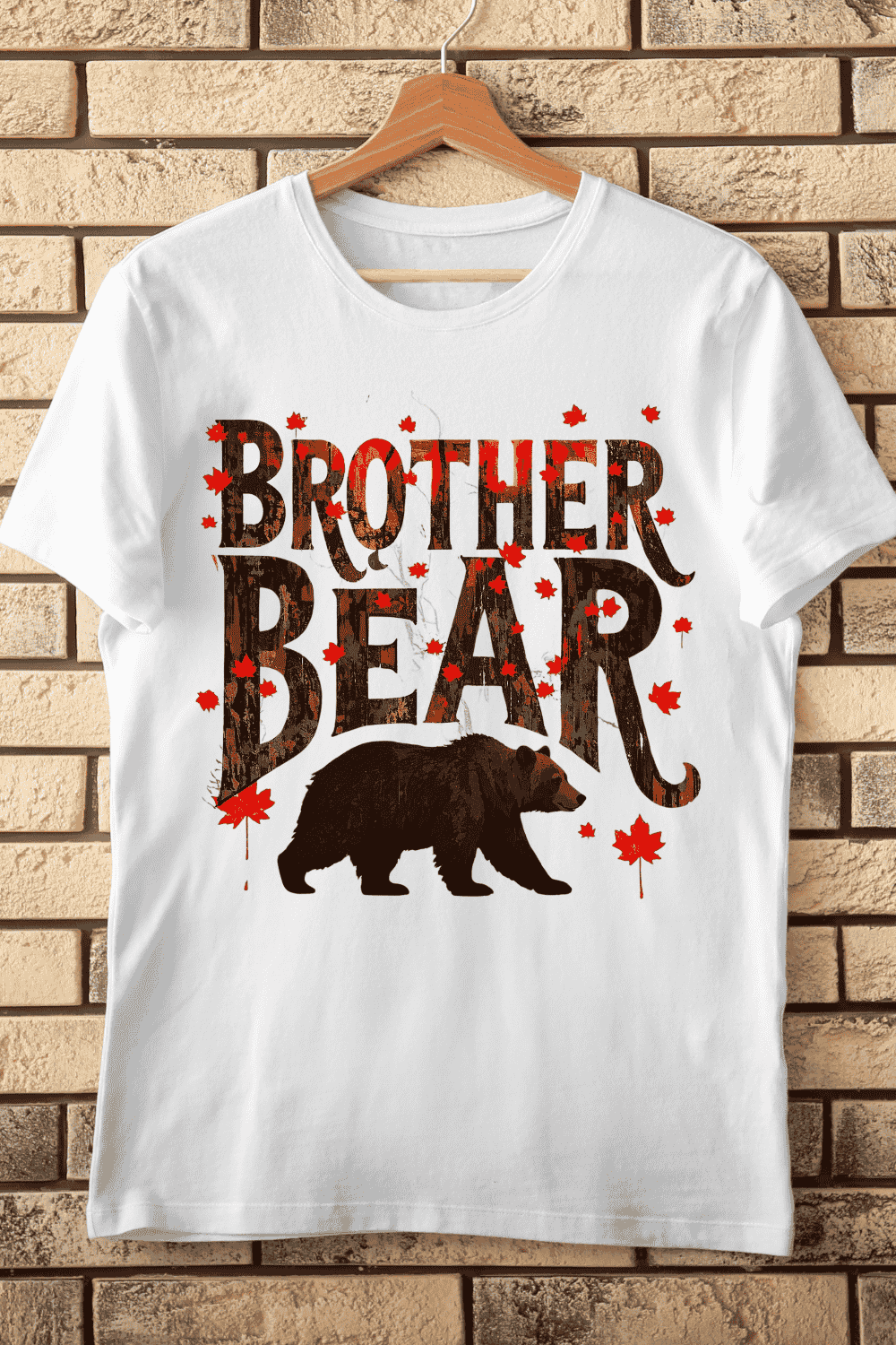 Brother Bear Woodland T-Shirt Design pinterest preview image.