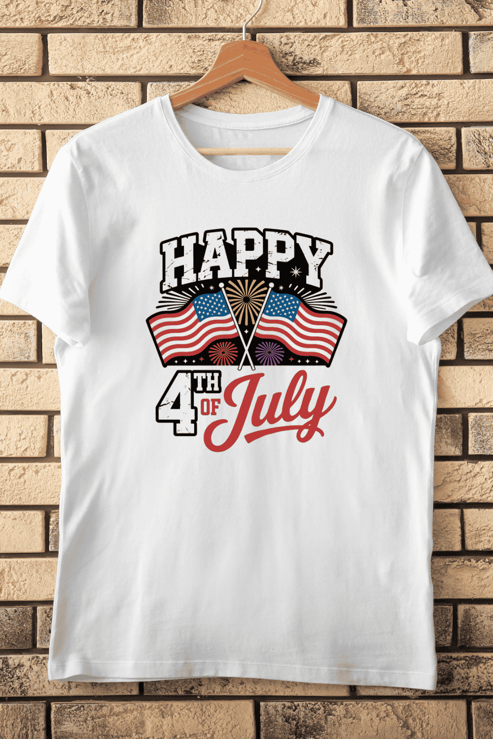 American Flags Independence Day T-Shirt Design pinterest preview image.