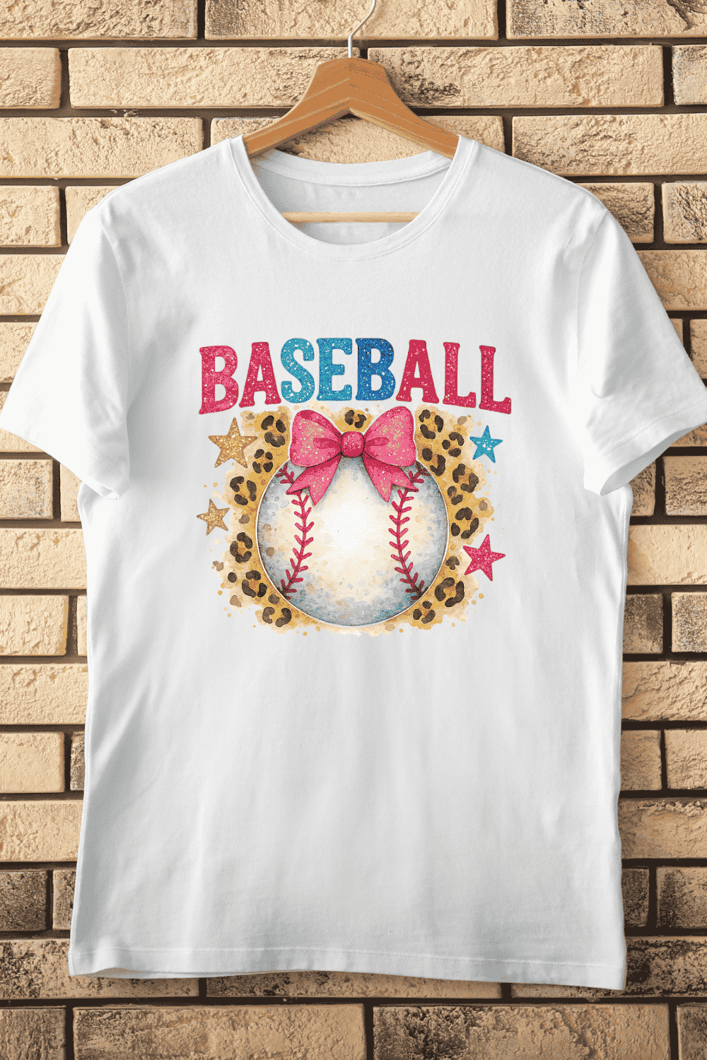 Pink Bow Baseball T-Shirt Design pinterest preview image.