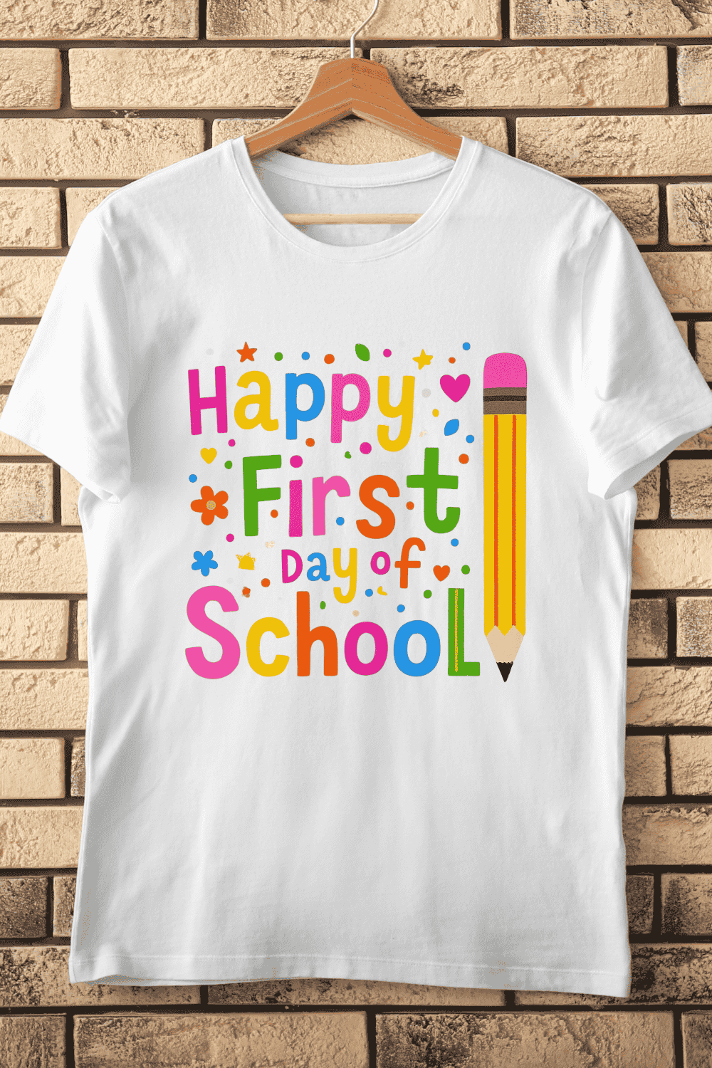 Happy First Day of School Banner T-Shirt Design pinterest preview image.