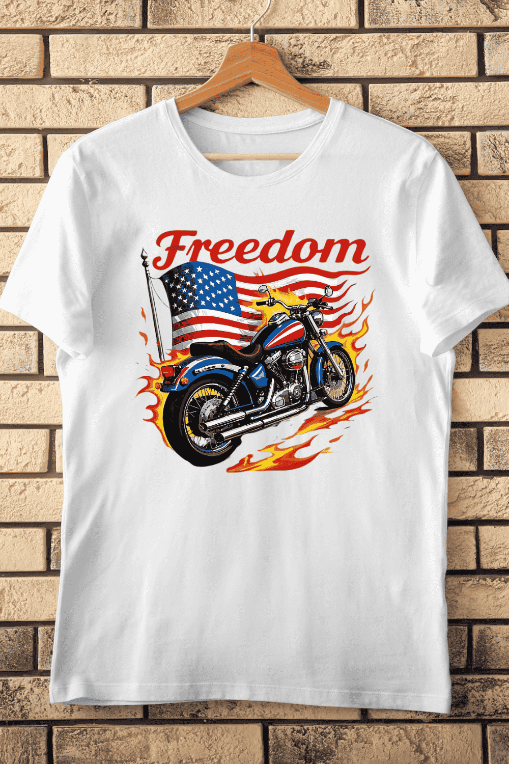 Patriotic Biker T-Shirt Design pinterest preview image.