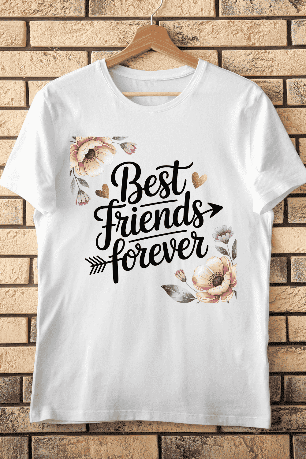 Hand-Lettered Best Friends T-Shirt Design pinterest preview image.