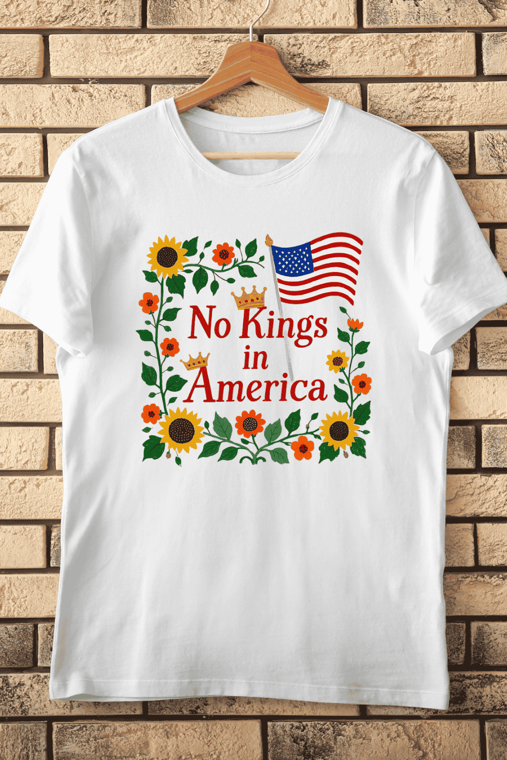 No Kings in America PNG for T-Shirts Design pinterest preview image.