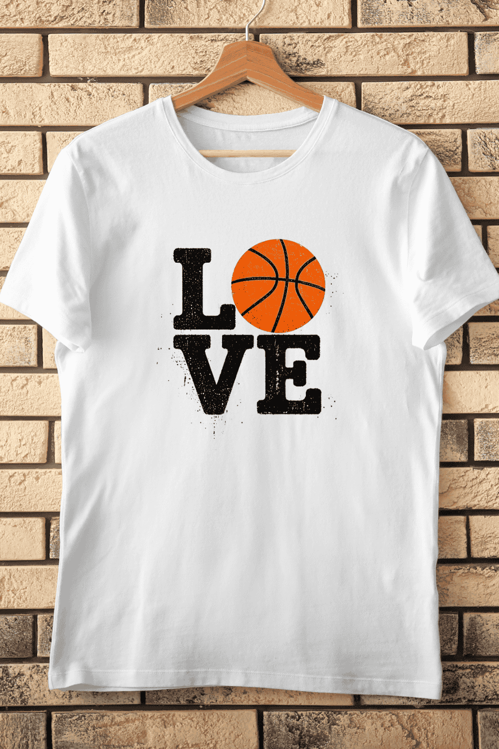 LOVE with Basketball for Fan T-Shirt Design pinterest preview image.