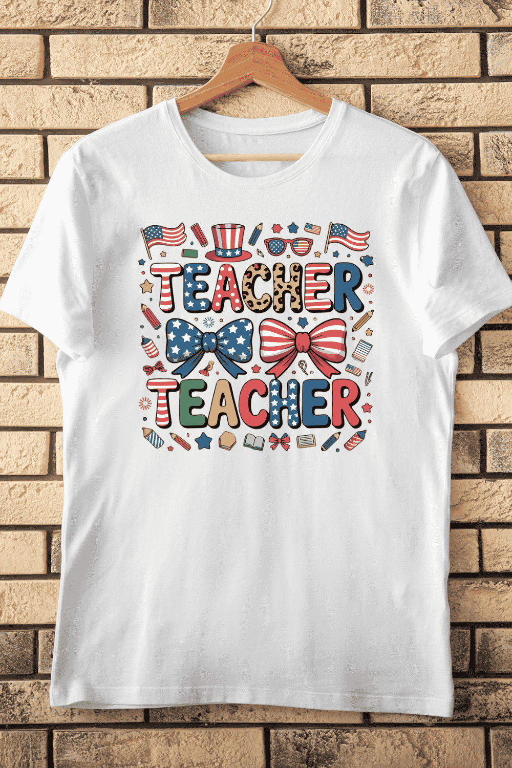 American Elements for Teacher T-Shirt Design pinterest preview image.