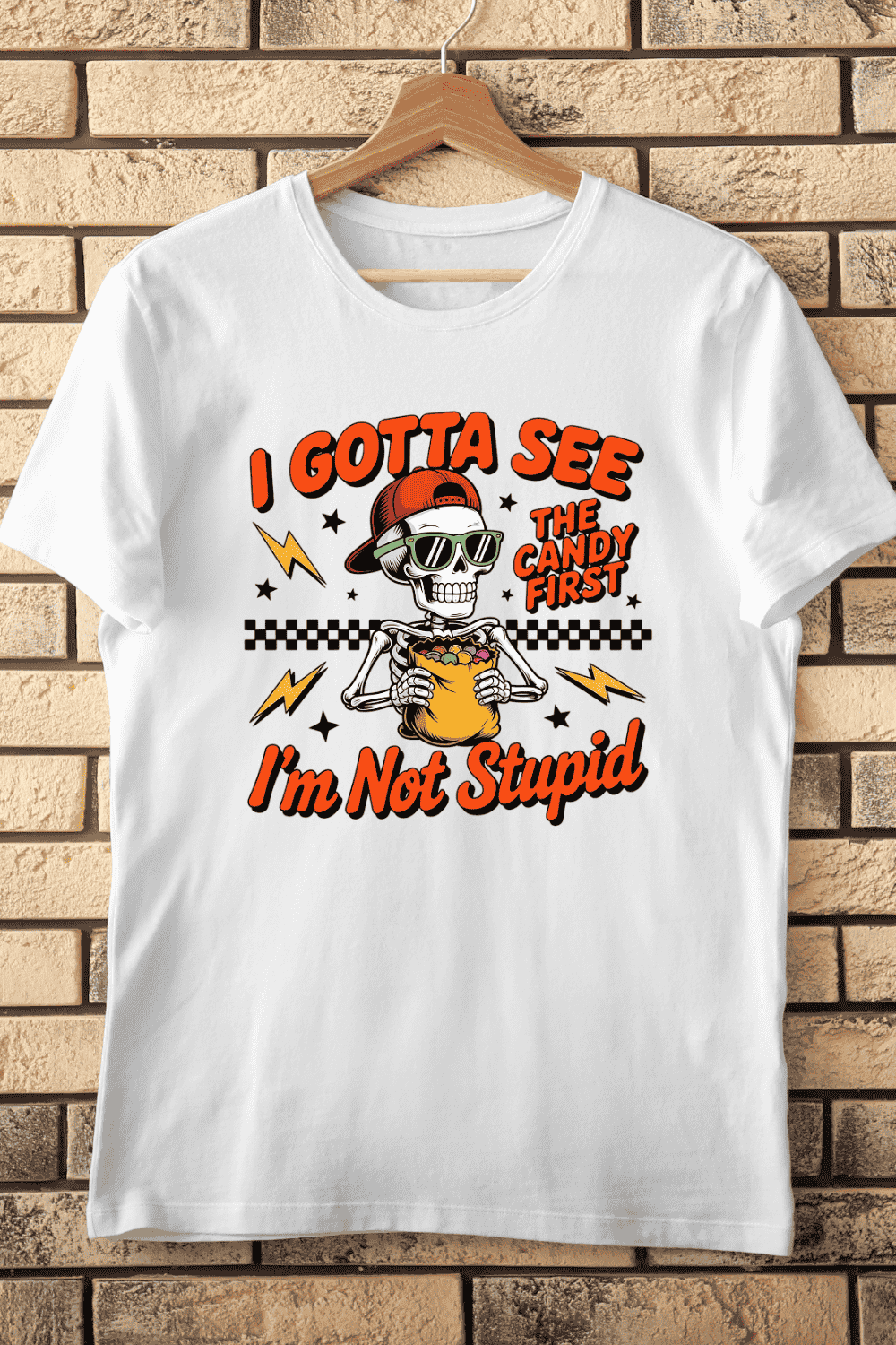 Spooky Season Smart Skeleton T-Shirt Design pinterest preview image.