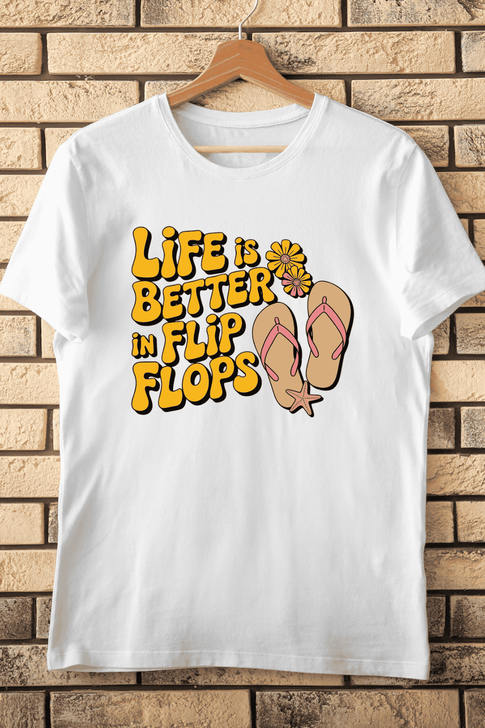 Happy Flip Flop T-Shirt Design pinterest preview image.