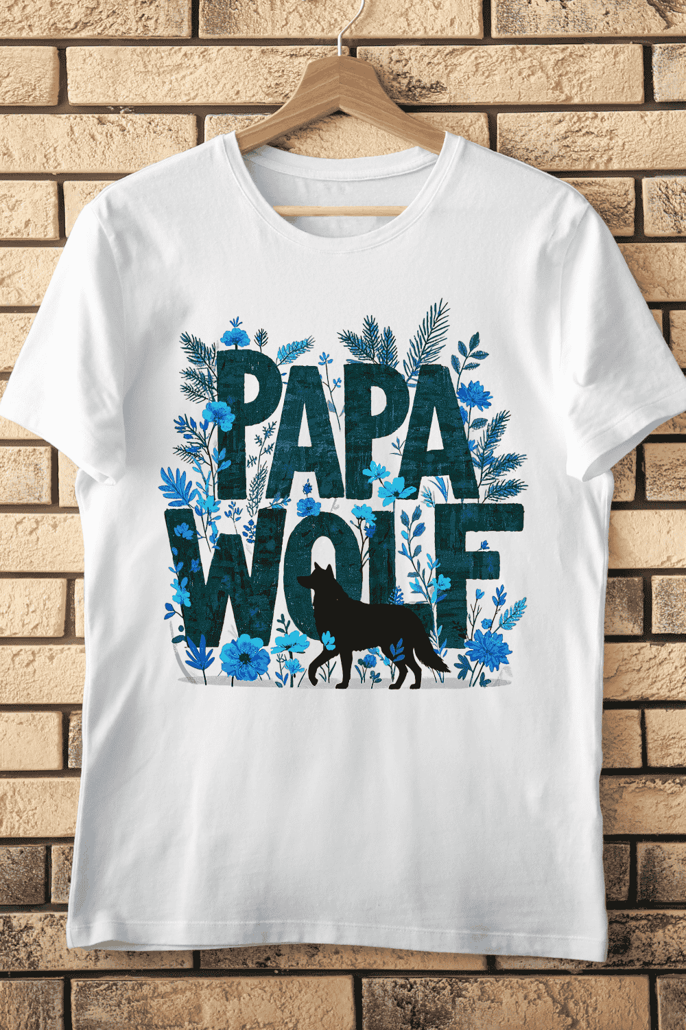Strong Father Wolf T-Shirt Design pinterest preview image.