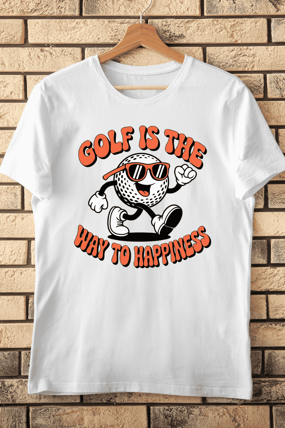 Cheerful Golf Ball Mascot T-Shirt Design pinterest preview image.