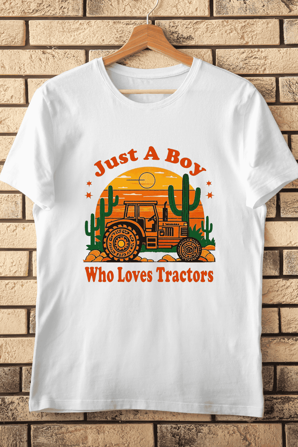 Just a Boy Who Loves Tractors T-Shirt Design pinterest preview image.