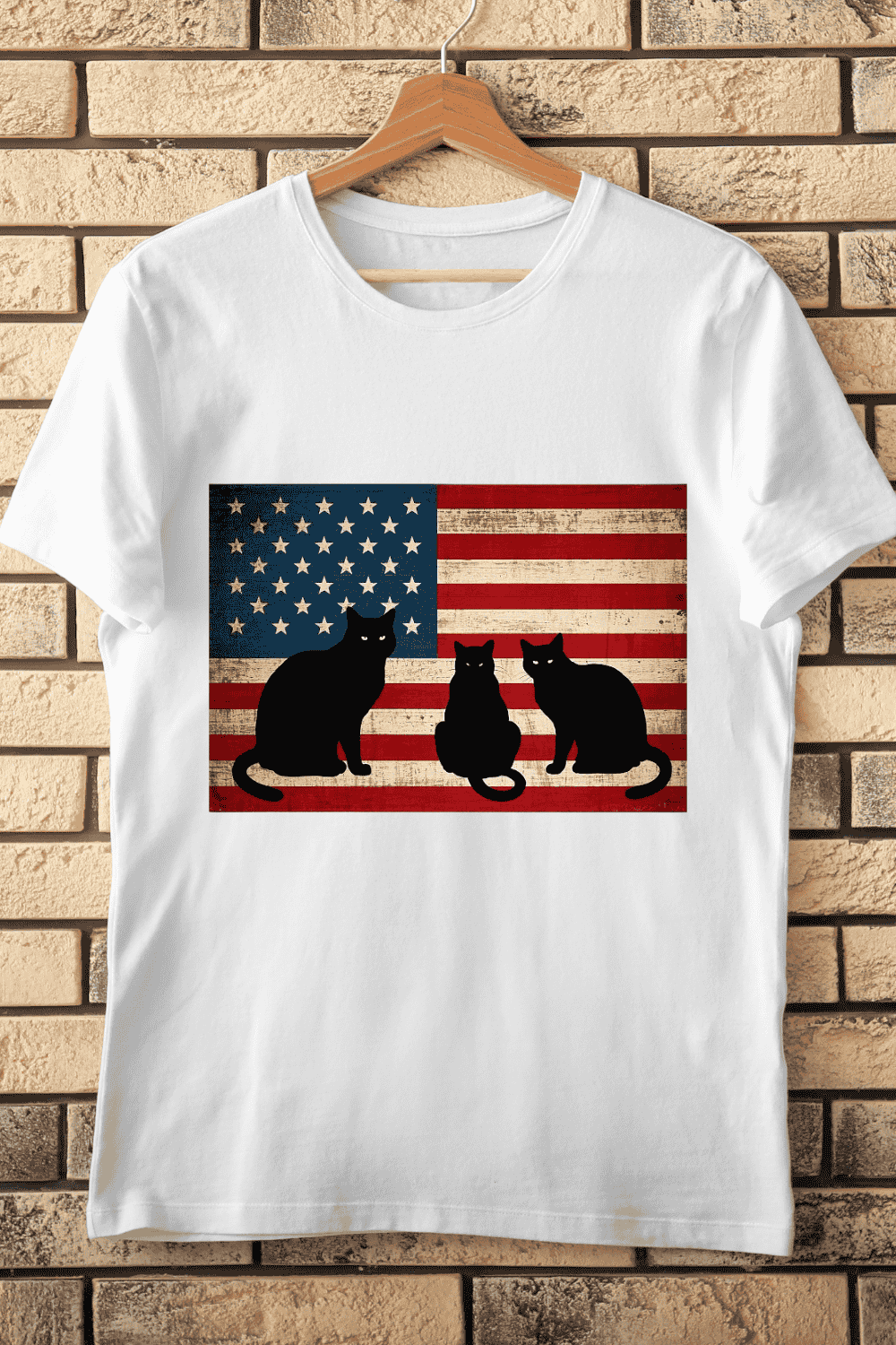 American Flag Black Cats T-Shirt Design pinterest preview image.