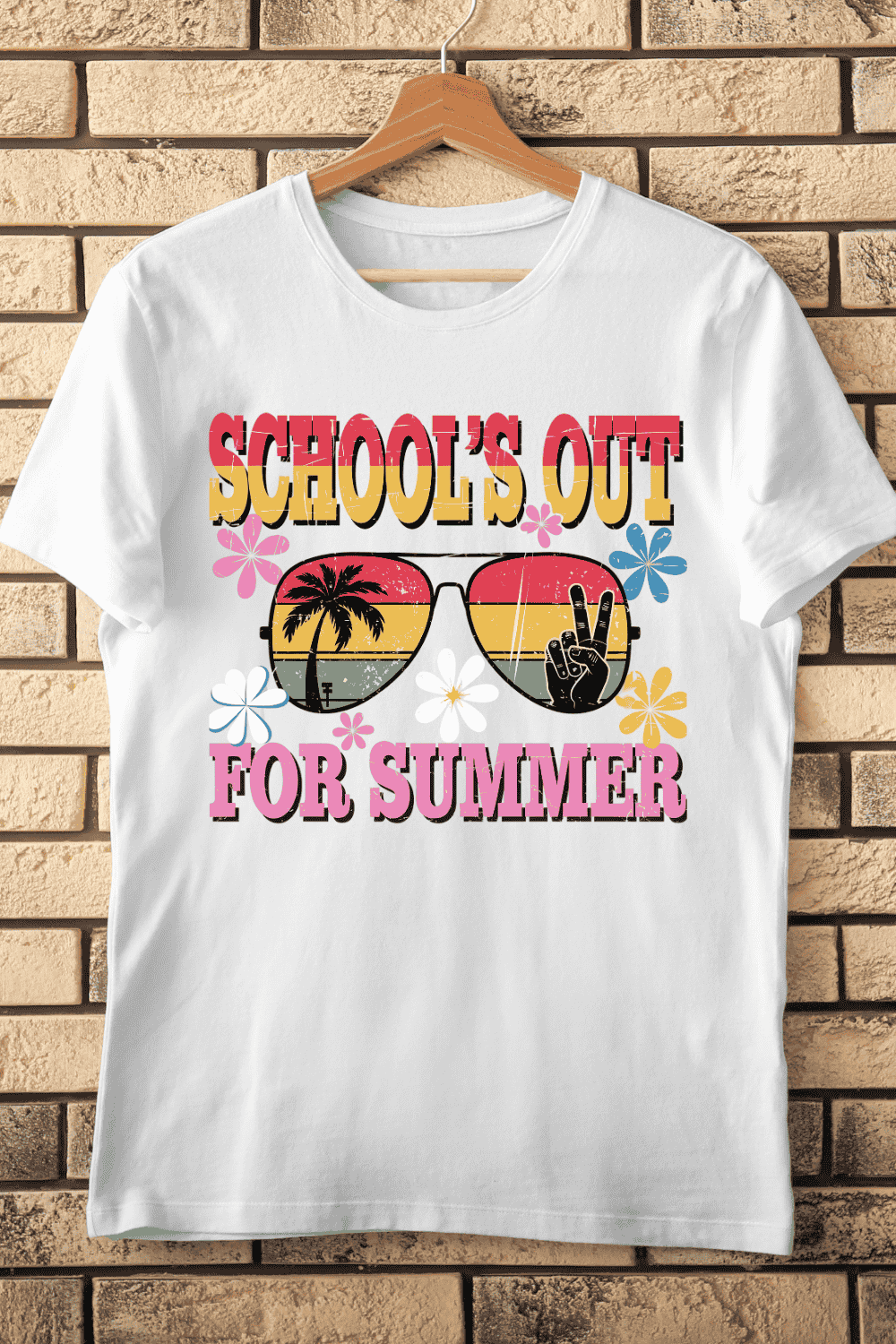 Retro Groovy Summer Vacation T-Shirt Design pinterest preview image.