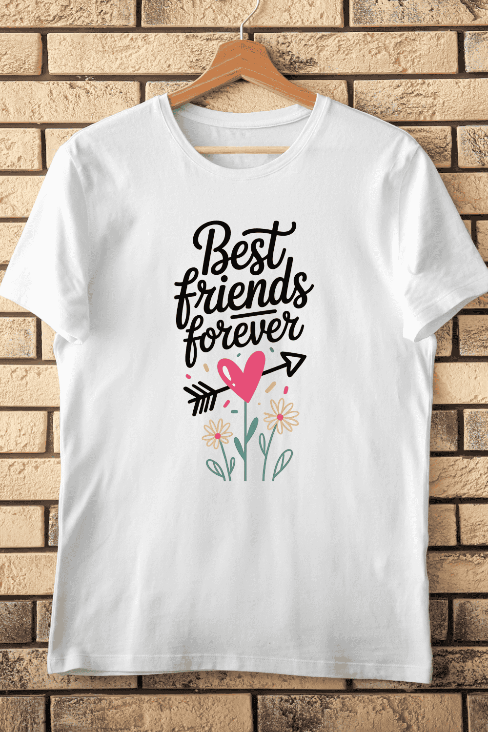 Friendship Quote Floral T-Shirt Design pinterest preview image.
