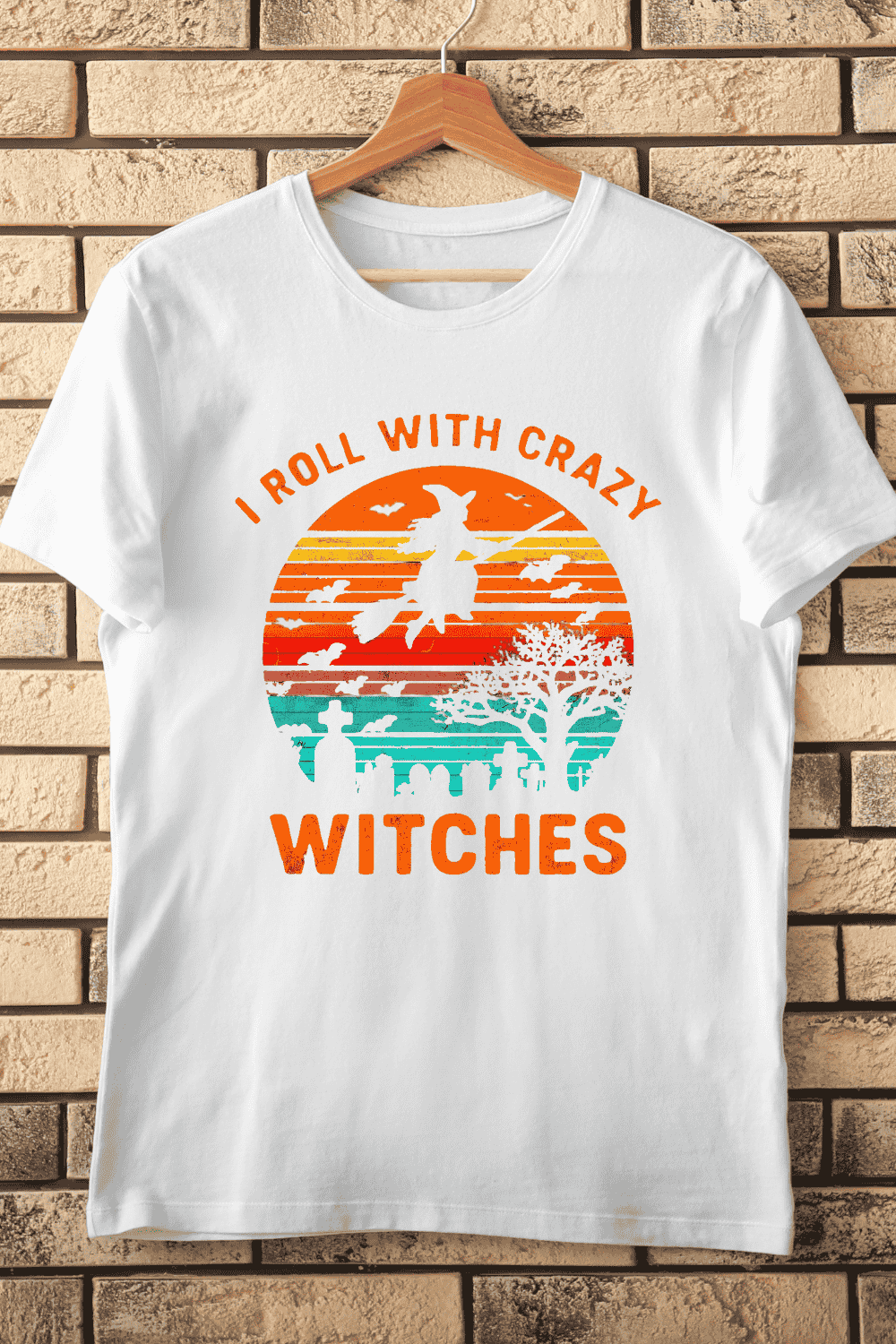 Funny Witch Flying T-Shirt Design pinterest preview image.