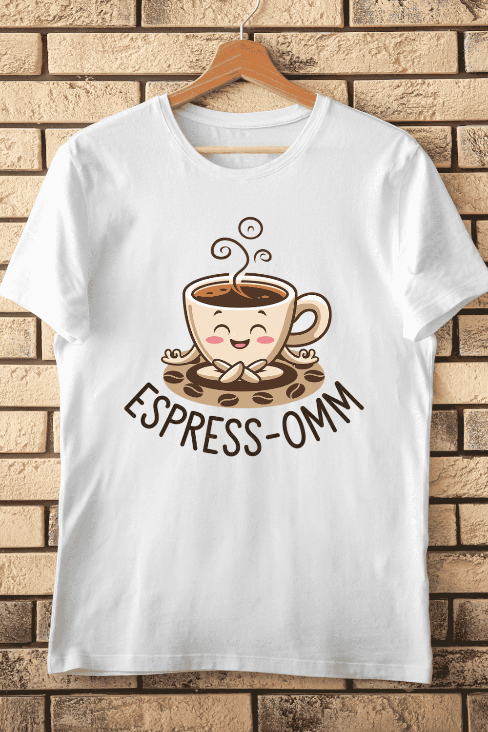 Espress-Omm Meditating Coffee Mug T-Shirt Design pinterest preview image.