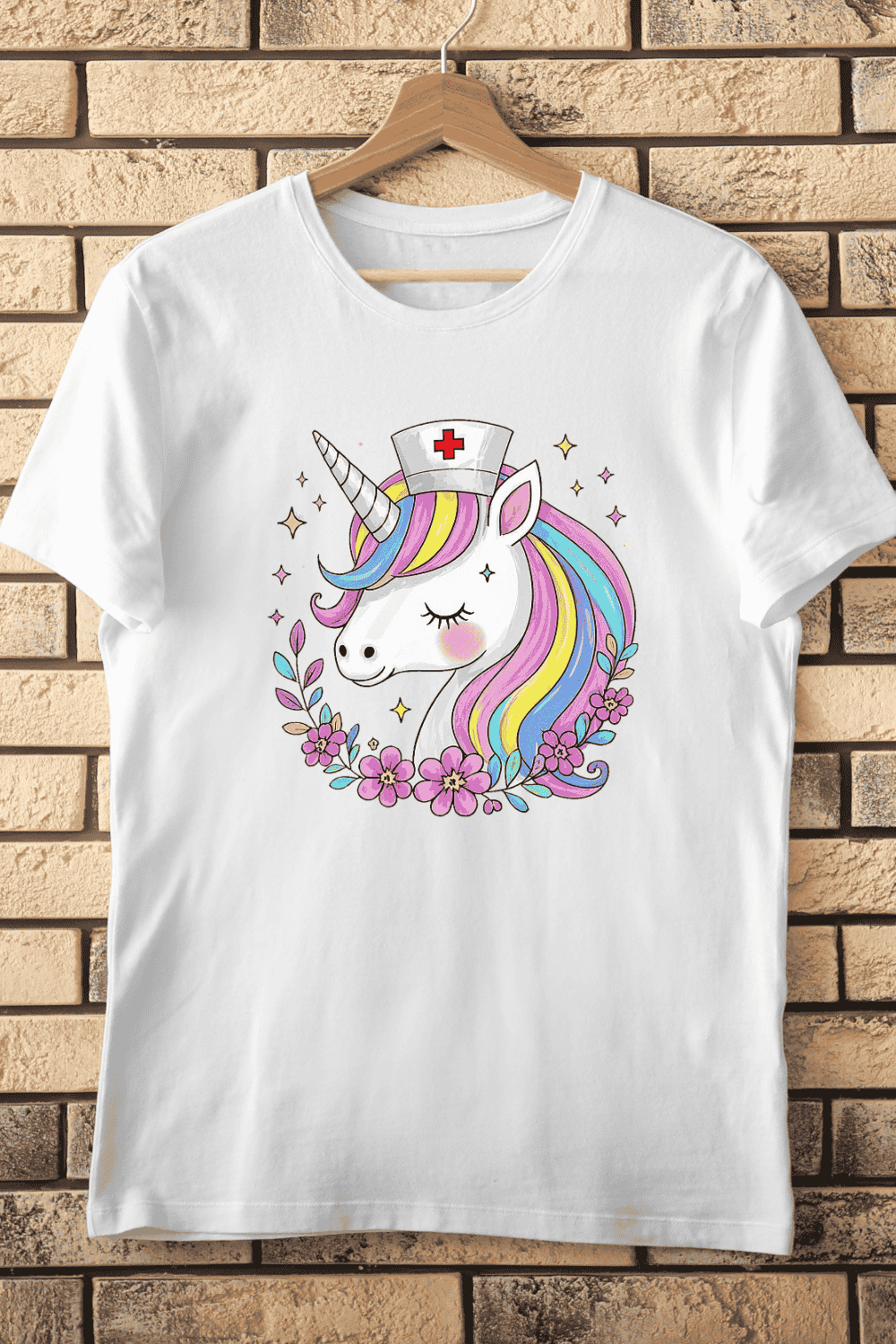 Cute Healthcare Unicorn T-Shirt Design pinterest preview image.