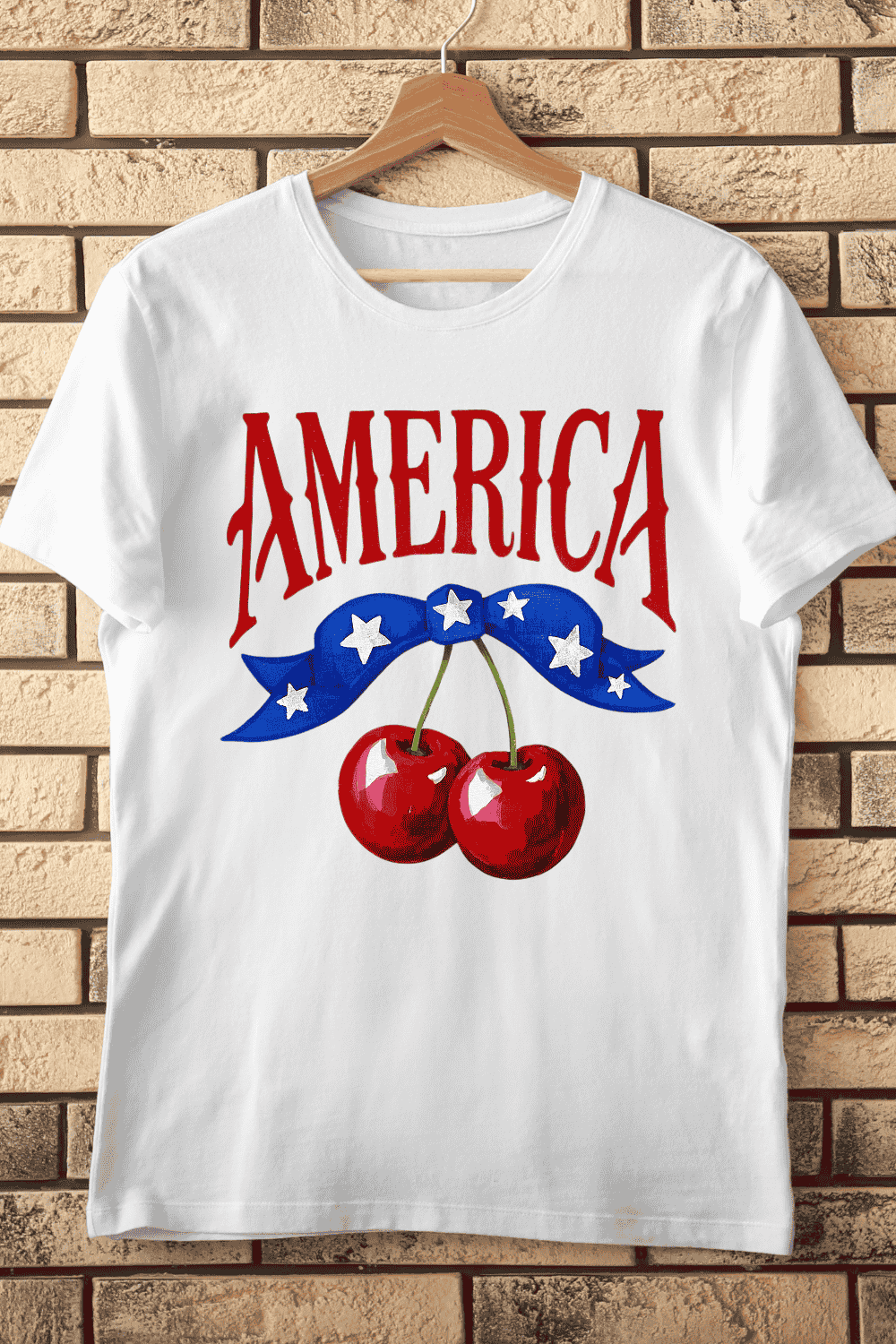 America Cherries Star Bow T-Shirt Design pinterest preview image.
