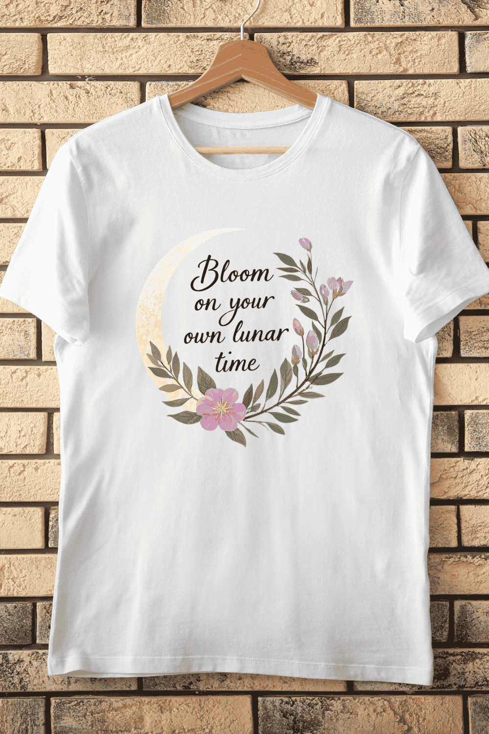 Bloom on Your Own Lunar Time PNG T-Shirt Design pinterest preview image.
