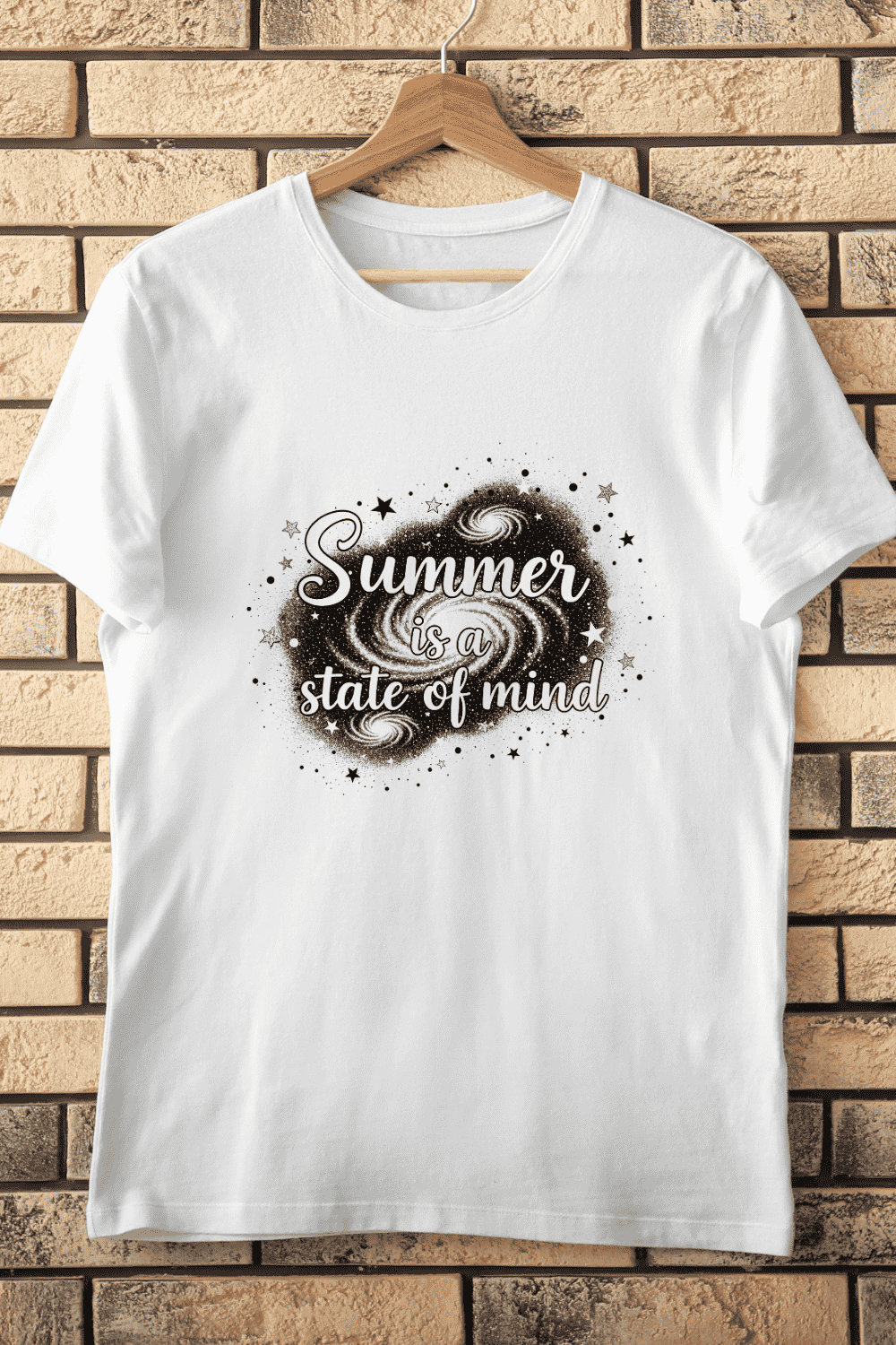Motivational Stars Planets T-Shirt Design pinterest preview image.