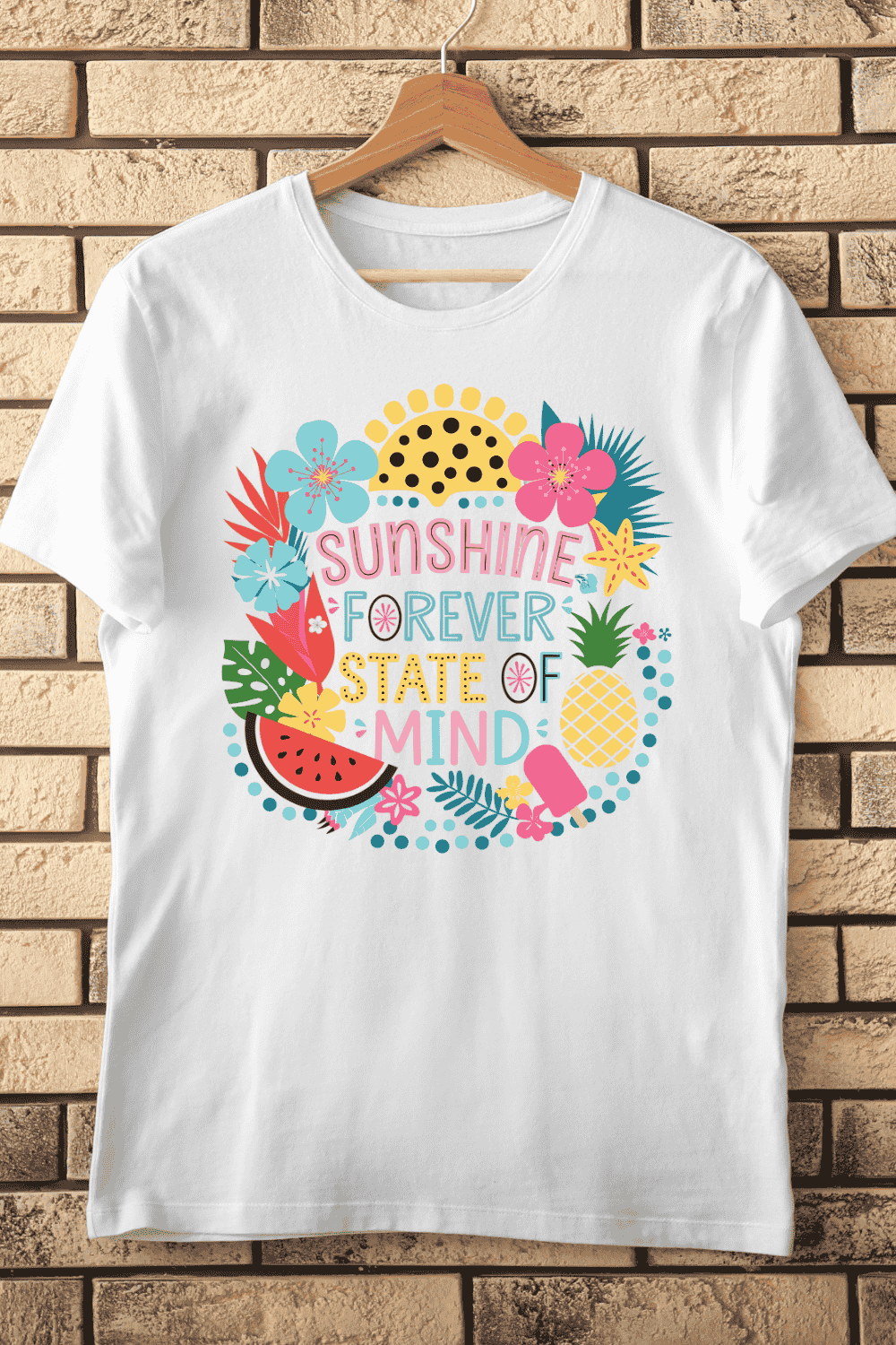 Sunshine Forever State of Mind T-Shirt Design pinterest preview image.