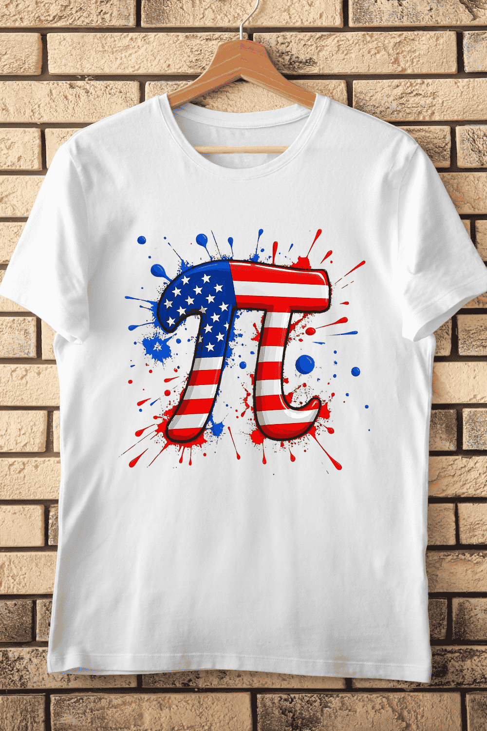 Patriotic Math Pi Sign Red White Blue T-Shirt Design pinterest preview image.
