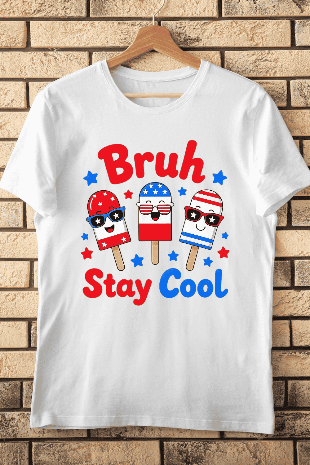 Cute American Flag Popsicle T-Shirt Design pinterest preview image.