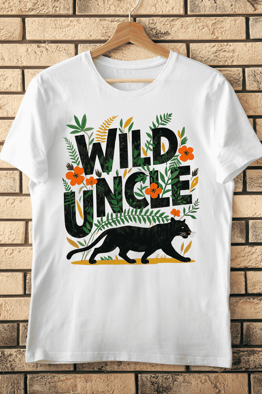 Adventurous Uncle with Black Panther T-Shirt Design pinterest preview image.