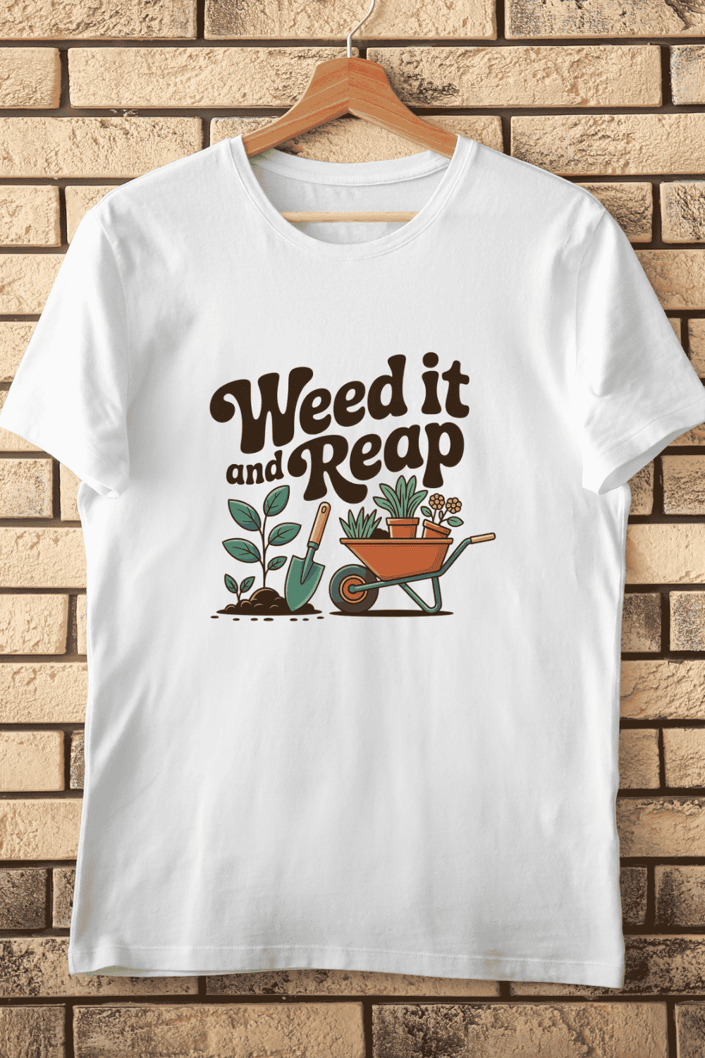 Weed It and Reap Fun Gardening T-Shirt Design pinterest preview image.