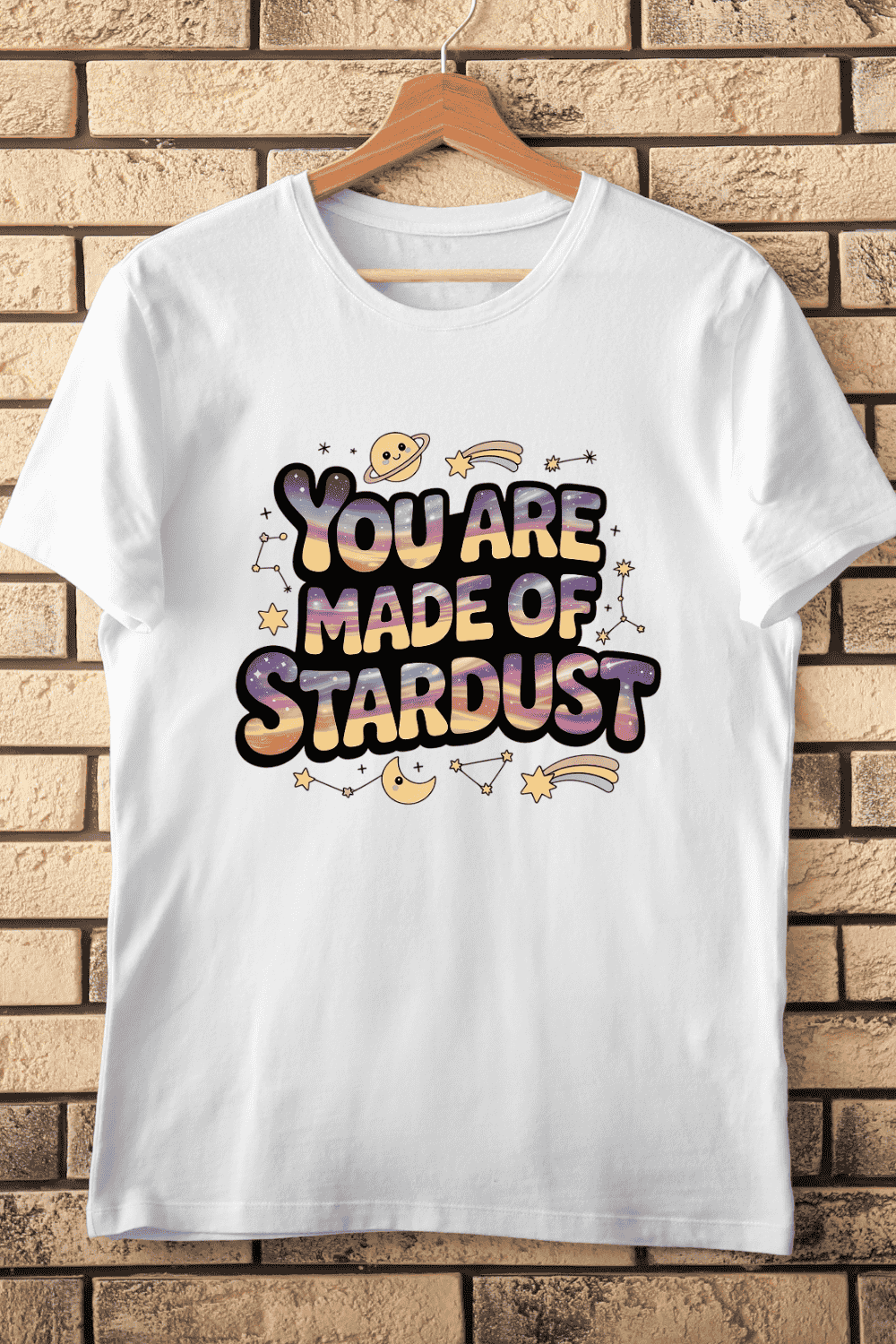Adorable Cosmic Typography T-Shirt Design pinterest preview image.