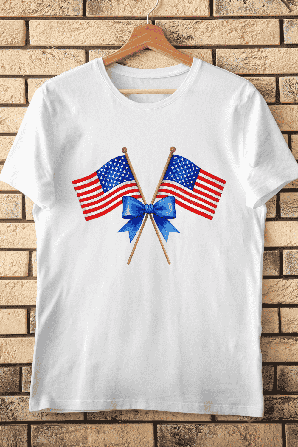 Crossed American Flags T-Shirt Design pinterest preview image.