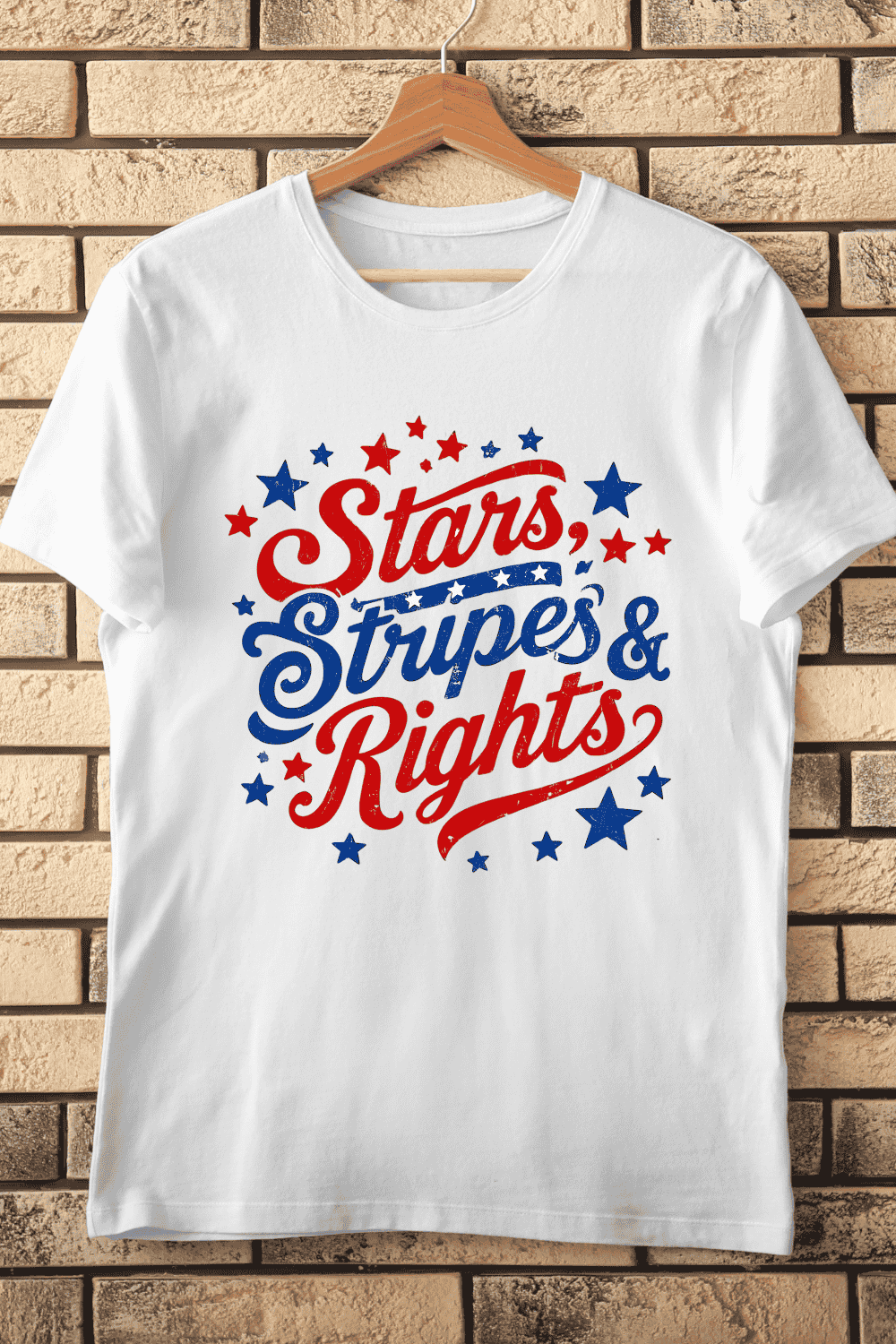 Distressed USA Patriotic Text T-Shirt Design pinterest preview image.