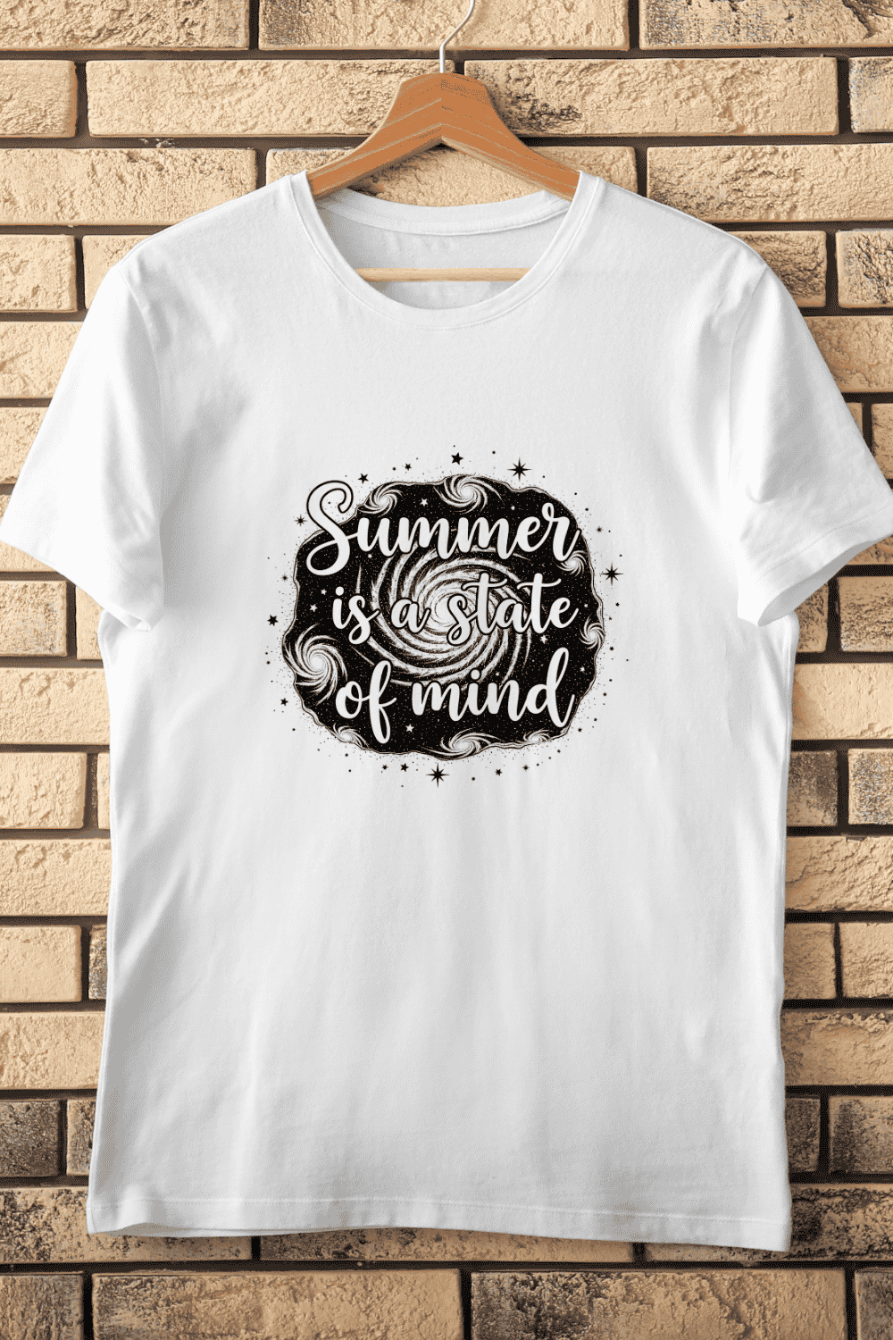 Motivational Typography Space Theme T-Shirt Design pinterest preview image.