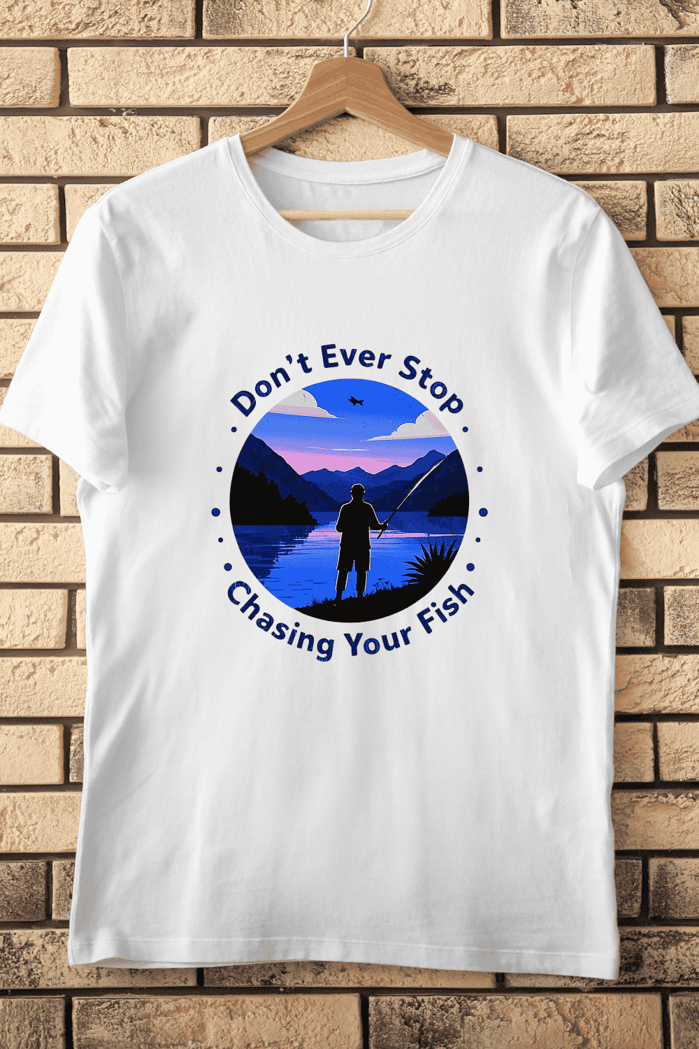 Fisherman Silhouette T-Shirt Design pinterest preview image.