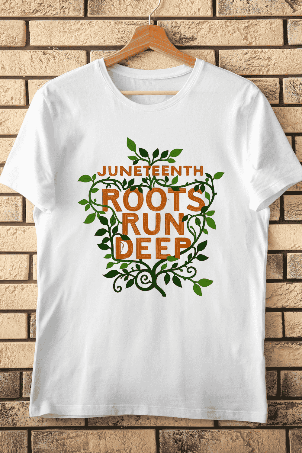 Green Vines and Juneteenth T-Shirt Design pinterest preview image.