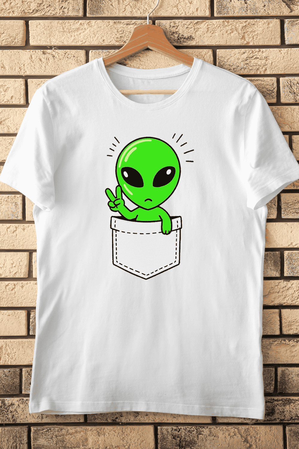 Cute Alien in Pocket PNG T-Shirt Design pinterest preview image.