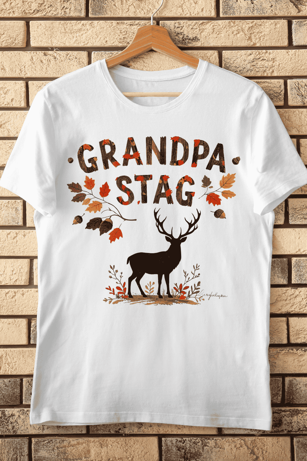 Grandpa Stag Autumn Woodland T-Shirt Design pinterest preview image.